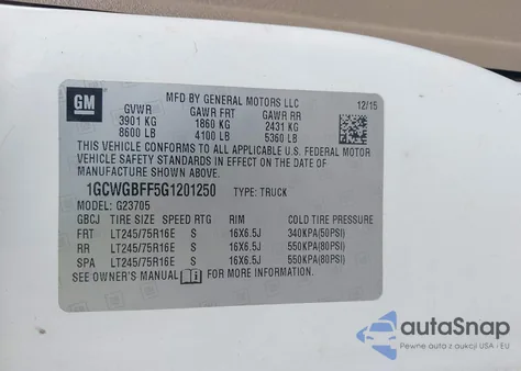 2016 Chevrolet Express 2500 Work Van из США, поврежденный, VIN 1GCWGBFF5G1201250